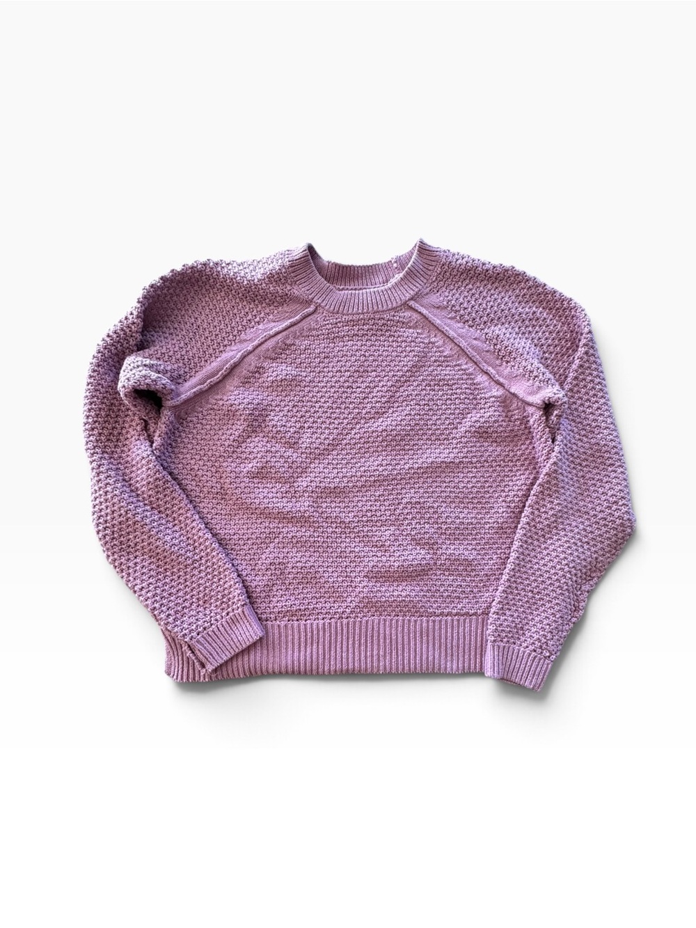 GAP Women’s Small Mauve Purple Textured Knit Crewneck Raglan Sweater